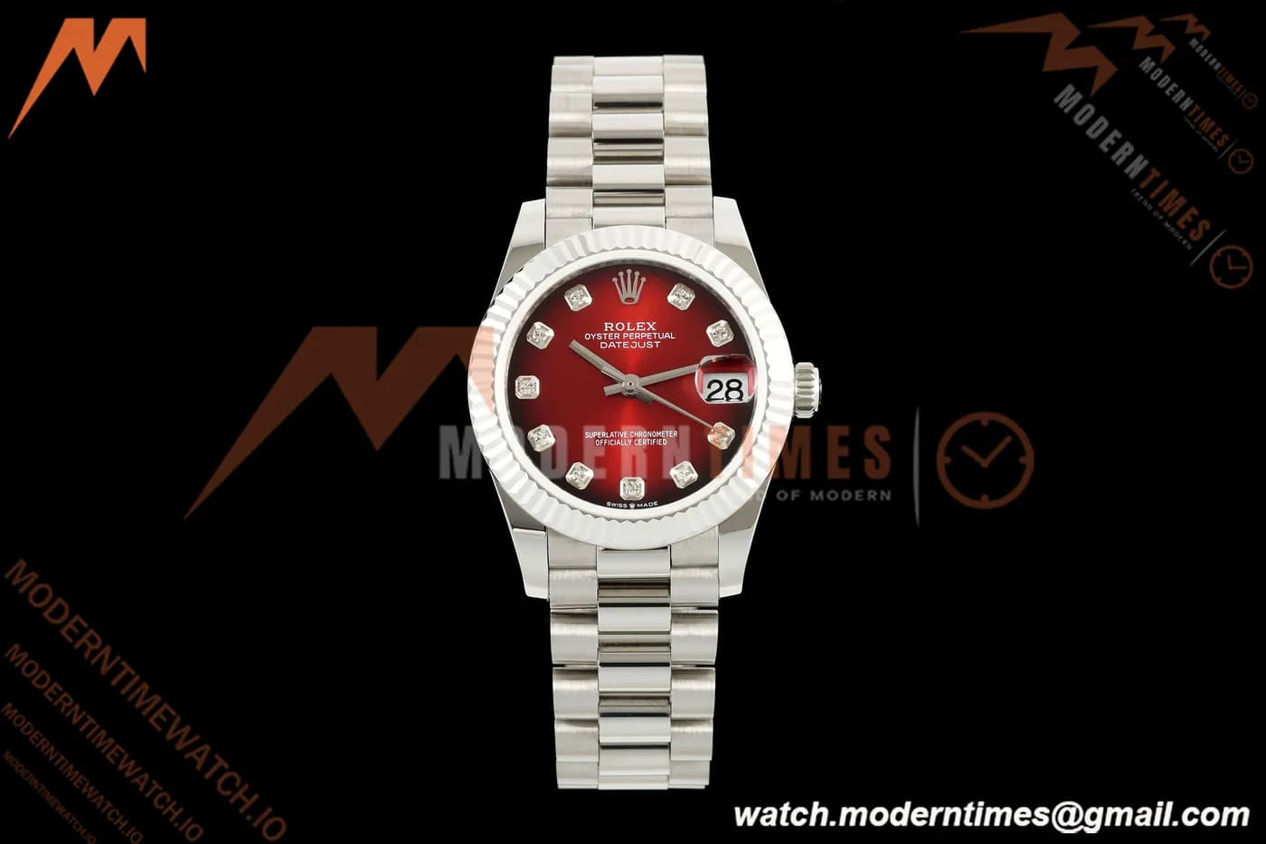 Rolex - Datejust Ladies 278274 31mm Pre Flt SS/SS Red/Dia GMF A2824