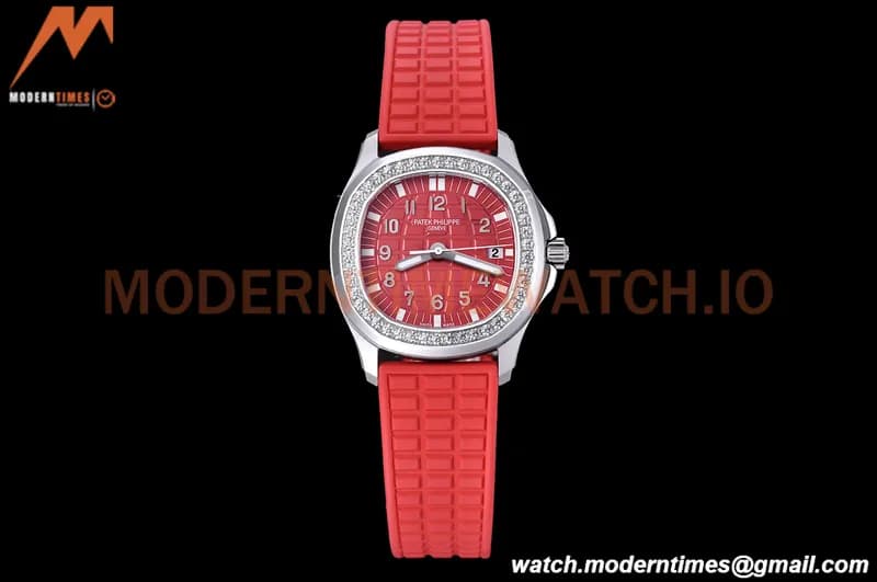 Patek Philippe - Aquanaut Lady 5067A 36mm Diamond SS/RU Red PPF Swiss Quartz