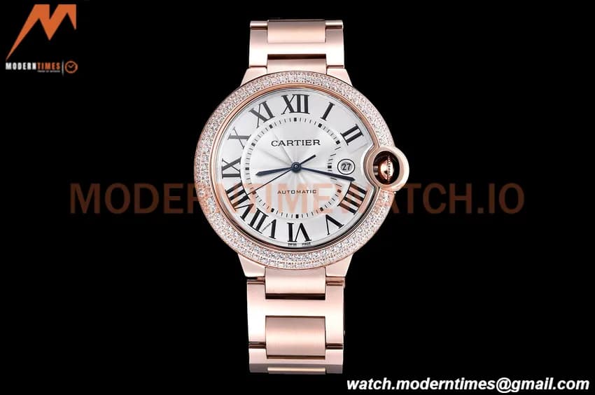 Cartier - Balion Bleu De Cartier 42mm Automatic Diamond RG/RG White GDF MY8215