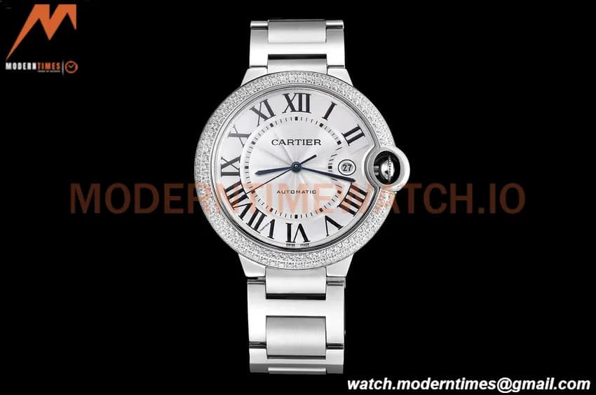 Cartier - Ballon Bleu De Cartier 42mm Automatic Diamond SS/SS White GDF MY8215