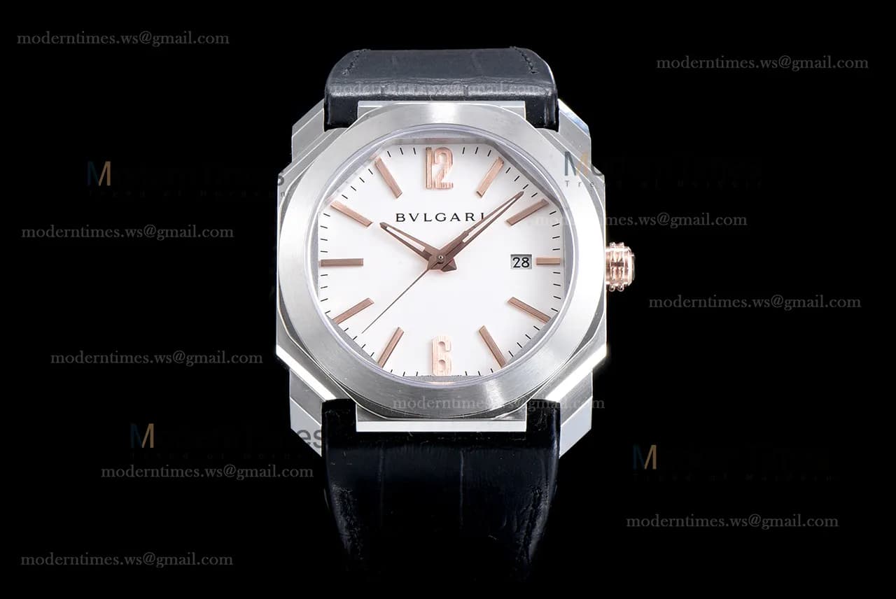 Bvlgari OCTO Series SS/LE Wht/Blk ZLO Automatic 102207 BGO41WSLD