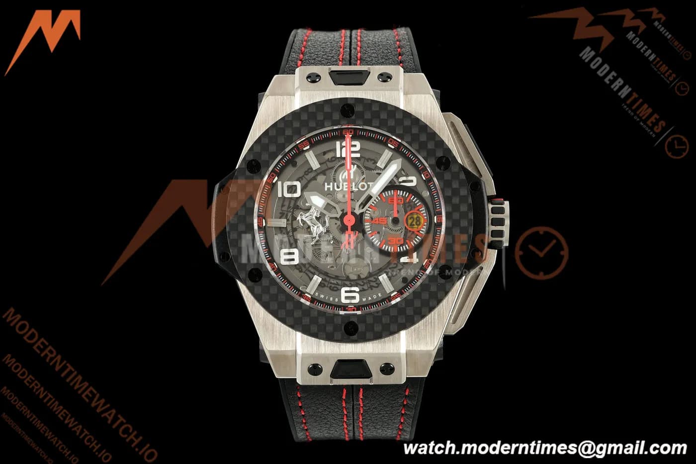 Hublot - Big Bang Ferrari Titanium 45.5mm Carbon Fiber TI/RU Blk/Num Skeleton Dial HBBF A1241