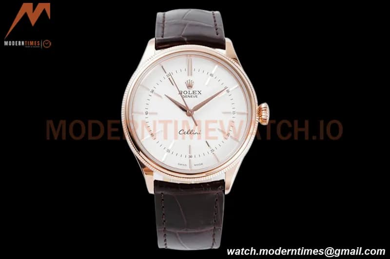 Rolex - Cellini Time 50505 39mm RG/LE White Stk KZF Asia 3132
