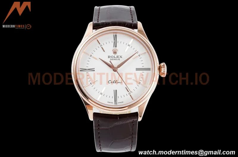 Rolex - Cellini Time 50505 39mm RG/LE White Rmn KZF Asia 3132