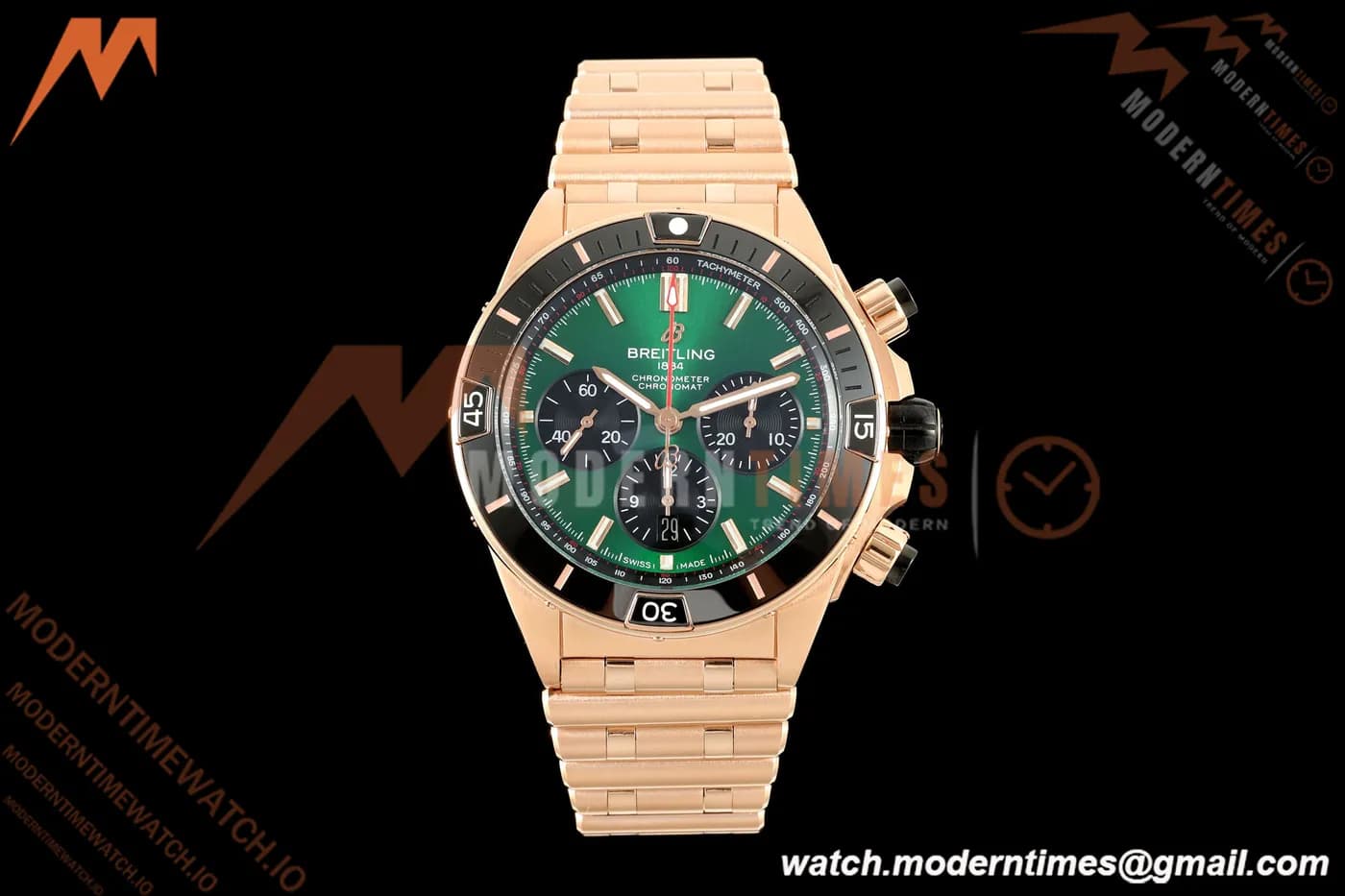 Breitling - Super Chronomat B01 44mm RG/RG Green Dial TF A7750 Mod
