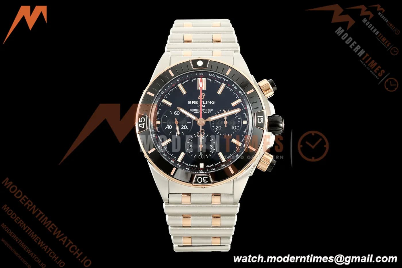 Breitling - Super Chronomat B01 44mm SS/RG Black Dial TF A7750 Mod