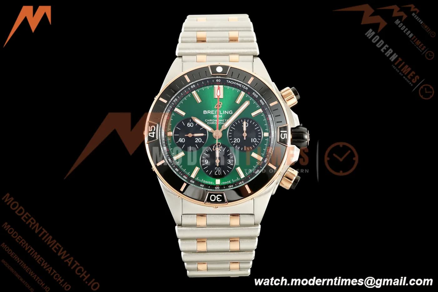Breitling - Super Chronomat B01 44mm SS/RG Green Dial TF A7750 Mod