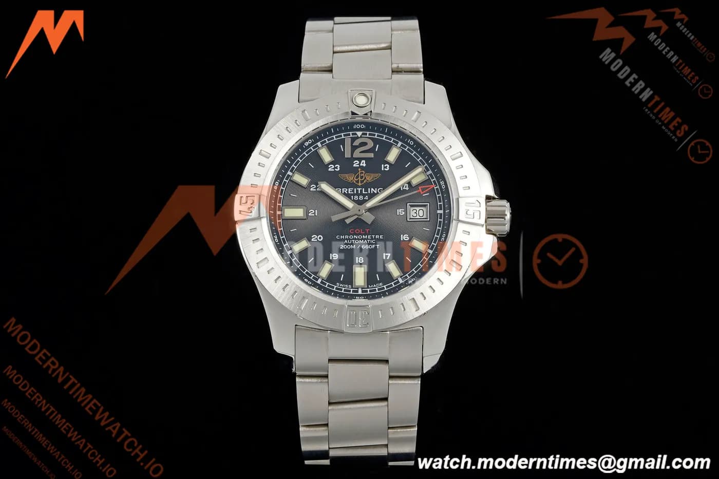Breitling - Colt Automatic 44mm SS/SS Blk/Stk TF V2 A2824