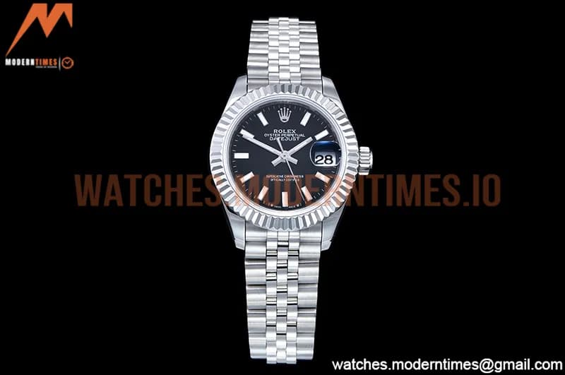 Rolex - DJ Ladies 28mm Jub Flt 904L SS/SS Black/Stk GMF A2671