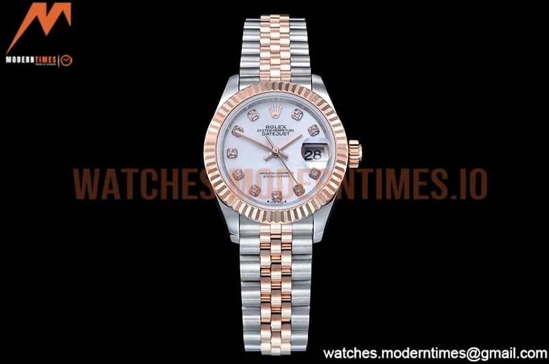 Rolex - DJ Ladies 28mm Jub Flt 904L RG/SS M-Wht/Dia GMF A2671