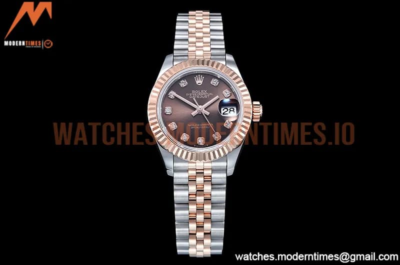 Rolex - DJ Ladies 28mm Jub Flt 904L RG/SS Brown/Dia GMF A2671