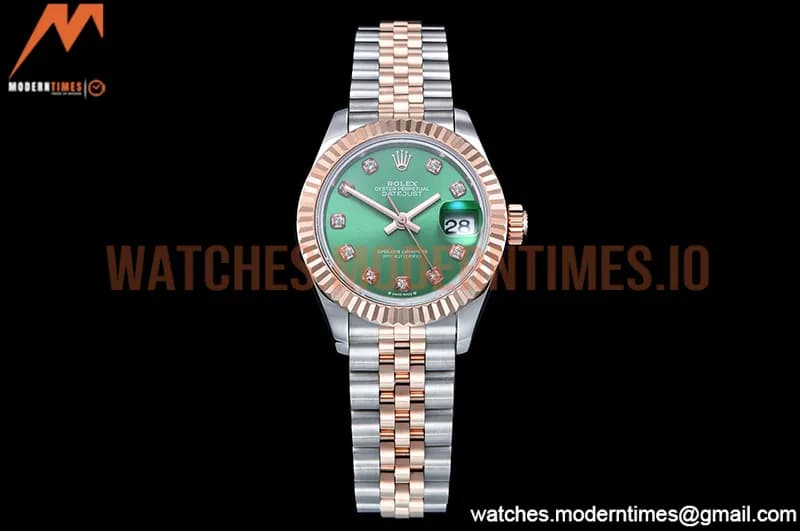 Rolex - DJ Ladies 28mm Jub Flt 904L RG/SS Green/Dia GMF A2671