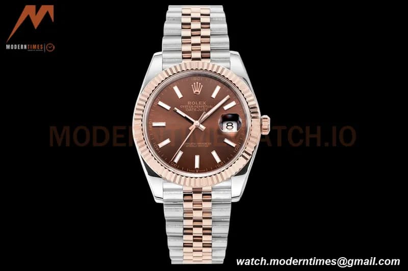 Rolex - DJ2 41mm 126331 Jub Flt 316L RG/SS Chocolate/Stk A+F VR3235