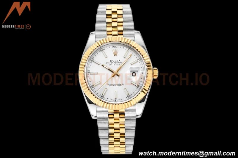 Rolex - DJ2 41mm 126333 Jub Flt 316L YG/SS Wht/Stk A+F VR3235