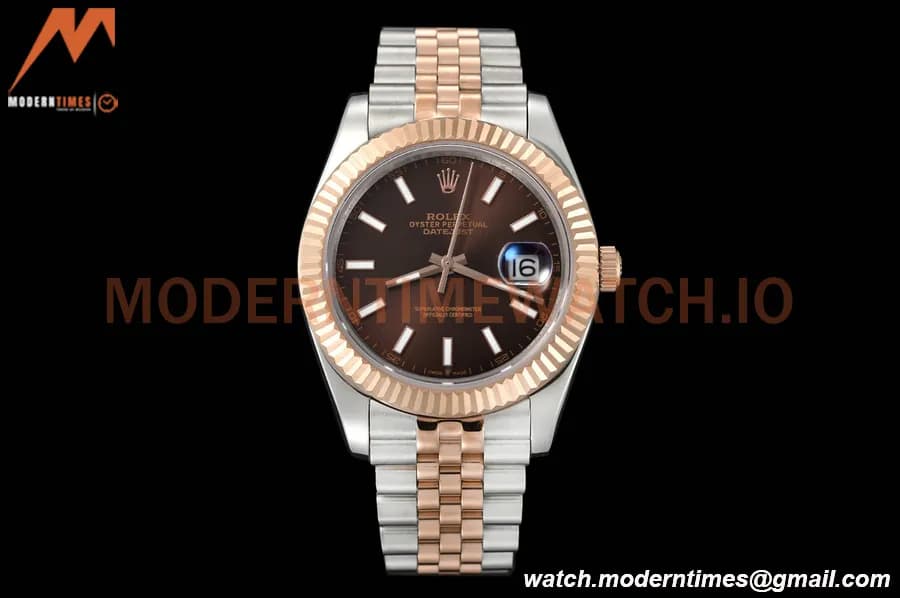 Rolex - Datejust 126331 41mm Jub Flt RG/SS Brown/Stk GDF MY8215