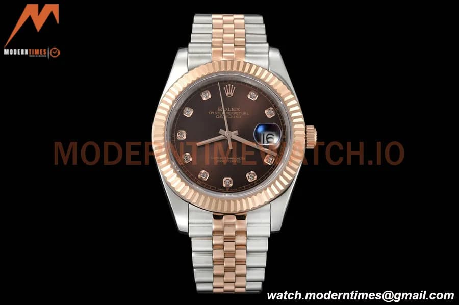 Rolex - Datejust 126331 41mm Jub Flt RG/SS Brown/Dia GDF MY8215