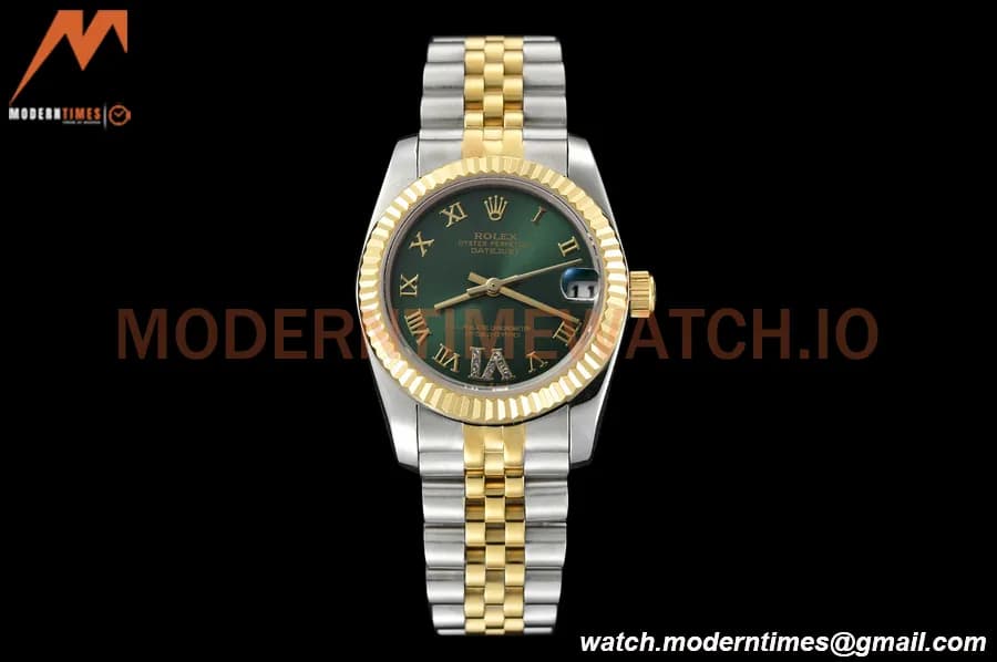 Rolex - Datejust Ladies 278273 31mm Jub Flt YG/SS Green/Rmn GDF MY8215