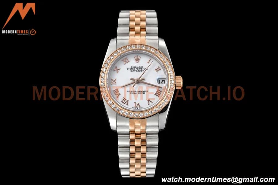 Rolex - Datejust Ladies 278381 31mm Jub Dia RG/SS Wht/Rmn GDF MY8215