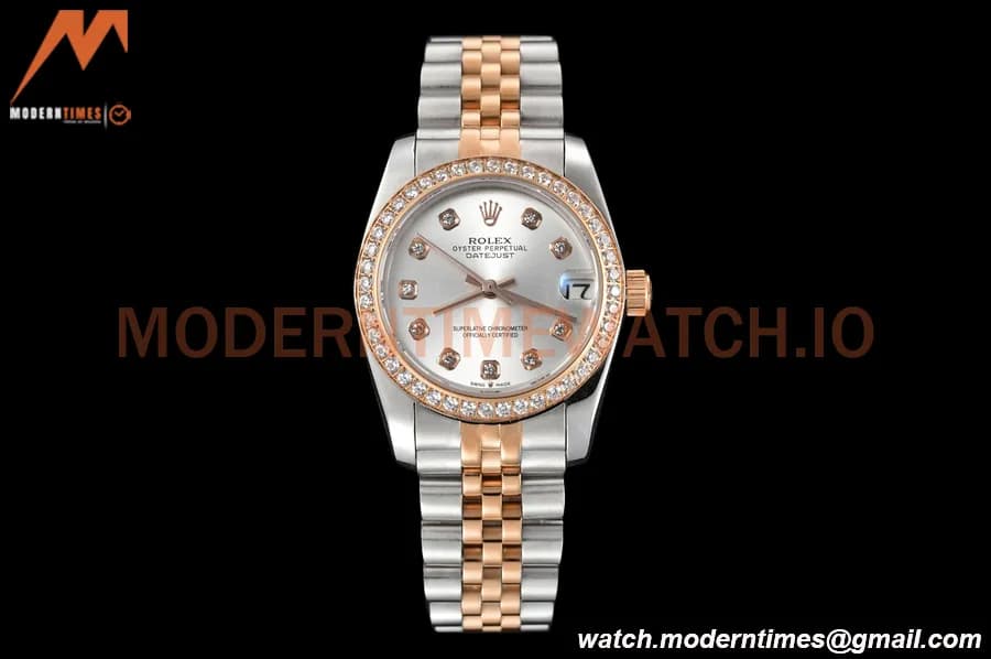Rolex - Datejust Ladies 278381 31mm Jub Dia RG/SS Silv/Dia GDF MY8215
