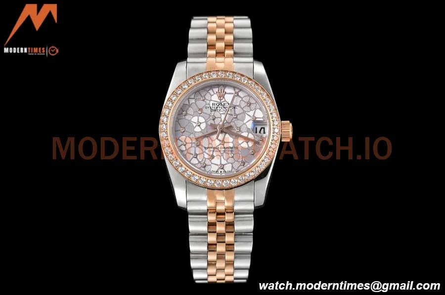 Rolex - Datejust Ladies 278381 31mm Jub Dia RG/SS Silver F-Motif GDF MY8215