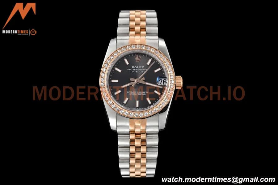 Rolex - Datejust Ladies 278381 31mm Jub Dia RG/SS Grey/Stk GDF MY8215