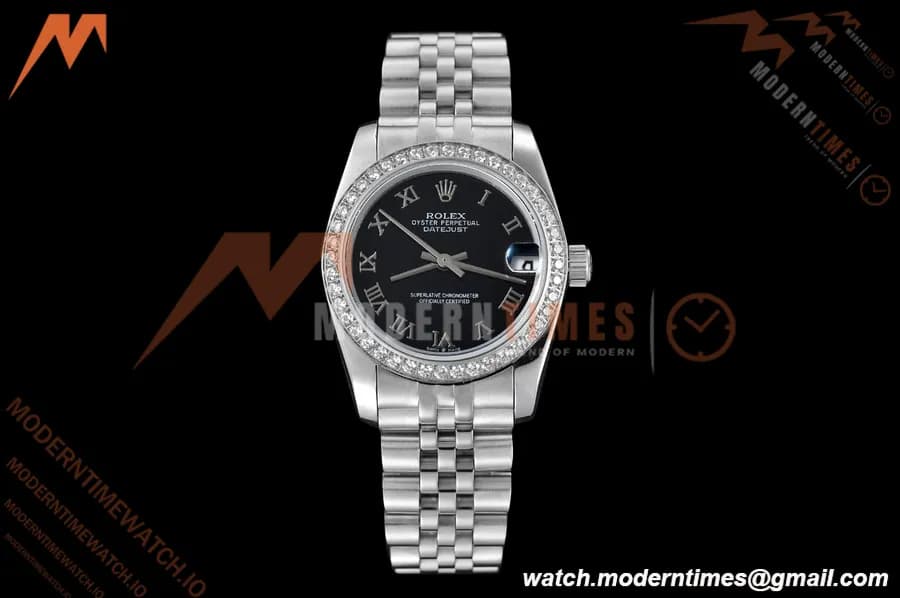 Rolex - Datejust Ladies 278384 31mm Jub Dia SS/SS Blk/Rmn GDF MY8215