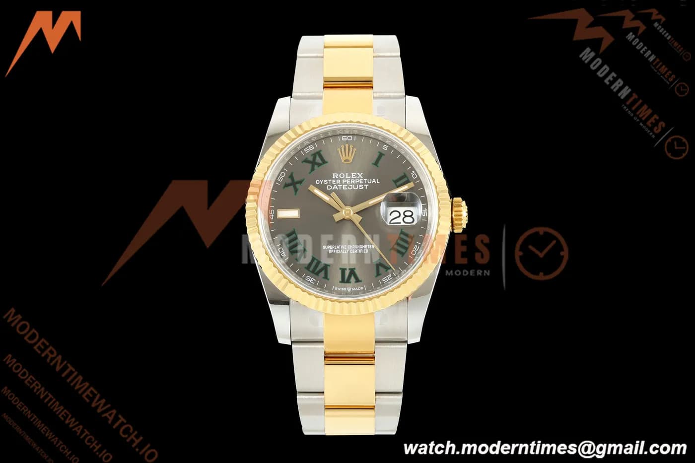 Rolex - Datejust 126233 36mm Oys Flt 904L YG/SS Grey/Rmn Wimbledon Dial ARF SH3235