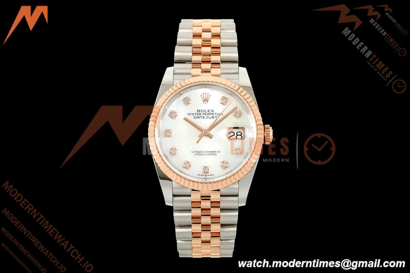 Rolex - Datejust 126231 36mm Jub Flt 904L RG/SS Wht/MOP/Dia ARF SH3235