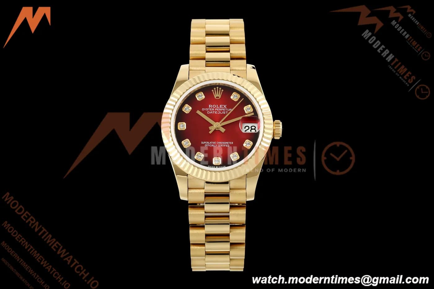 Rolex - Datejust Ladies 278278 31mm Pre Flt YG/YG Red/Dia GMF A2824