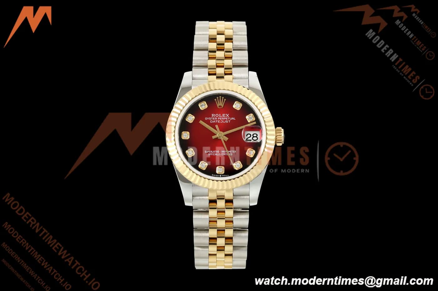 Rolex - Datejust Ladies 278383 31mm Jub Flt YG/SS Red/Dia GMF A2824