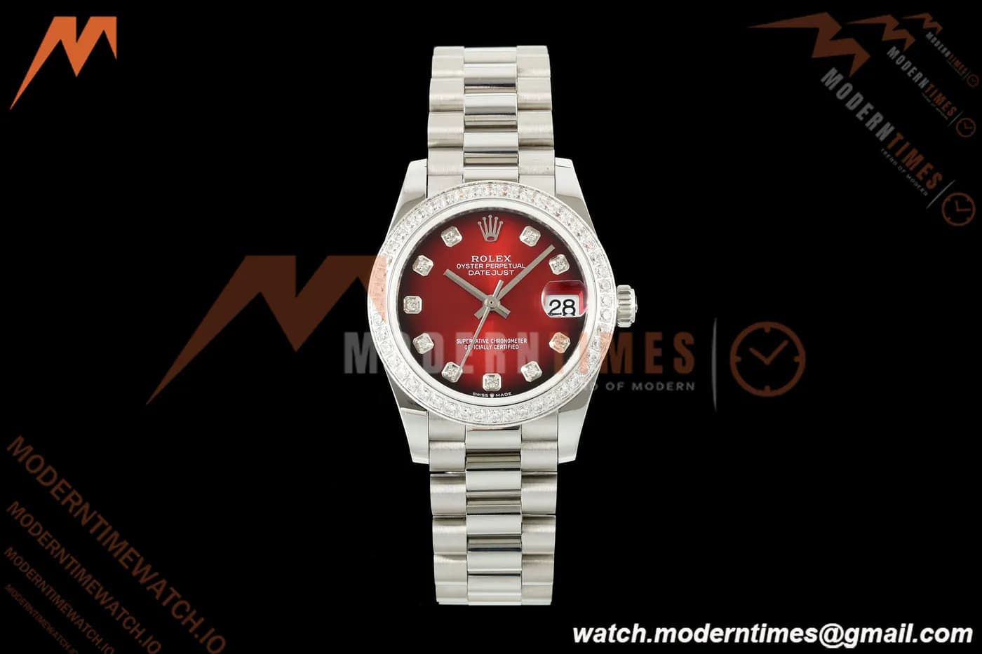 Rolex - Datejust Ladies 278274 31mm Pre Dia SS/SS Red/Dia GMF A2824