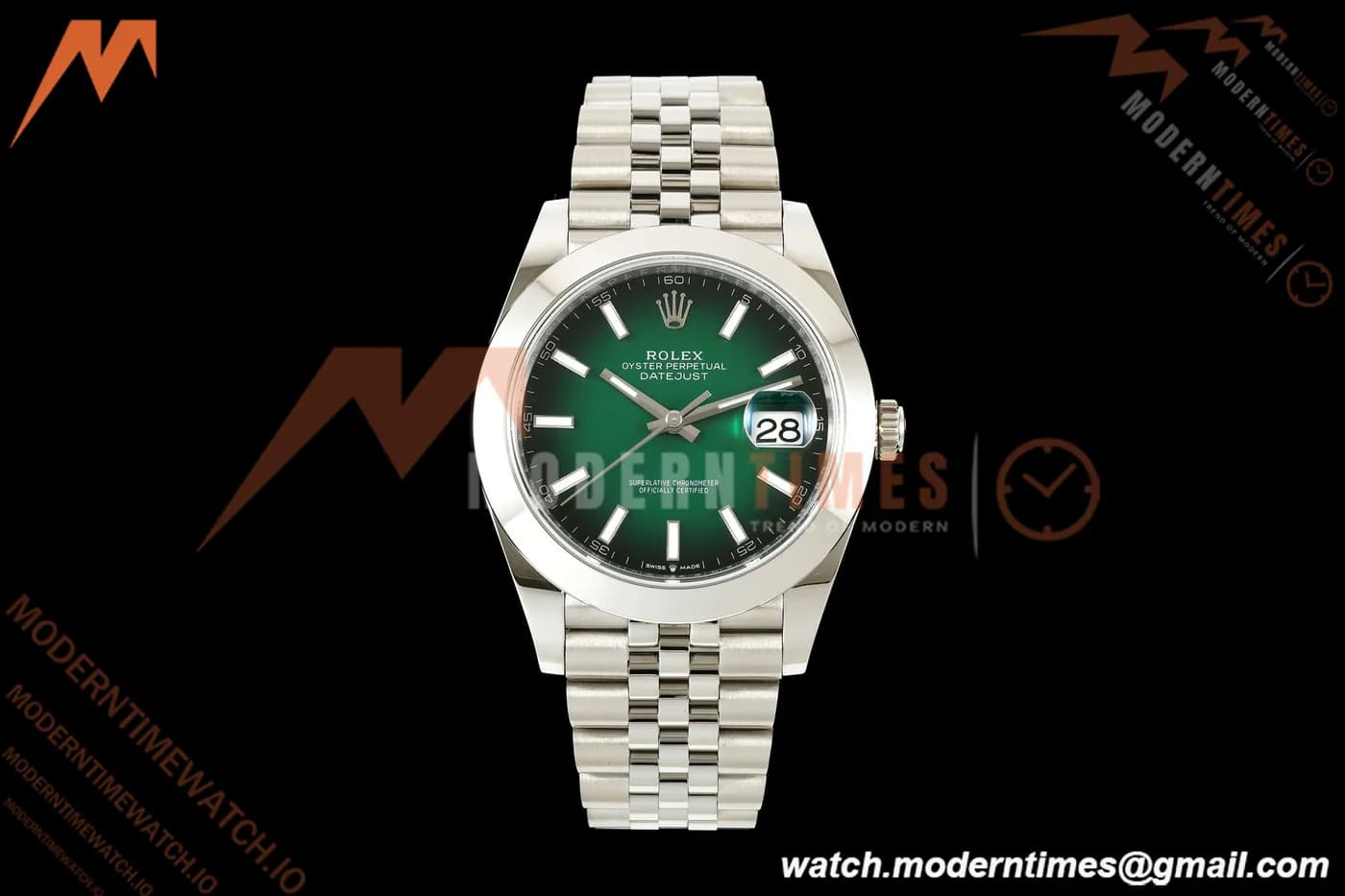Rolex - Datejust 126334 41mm Jub Smth 904L SS/SS Ombre Green/Stk EWEF DD3235