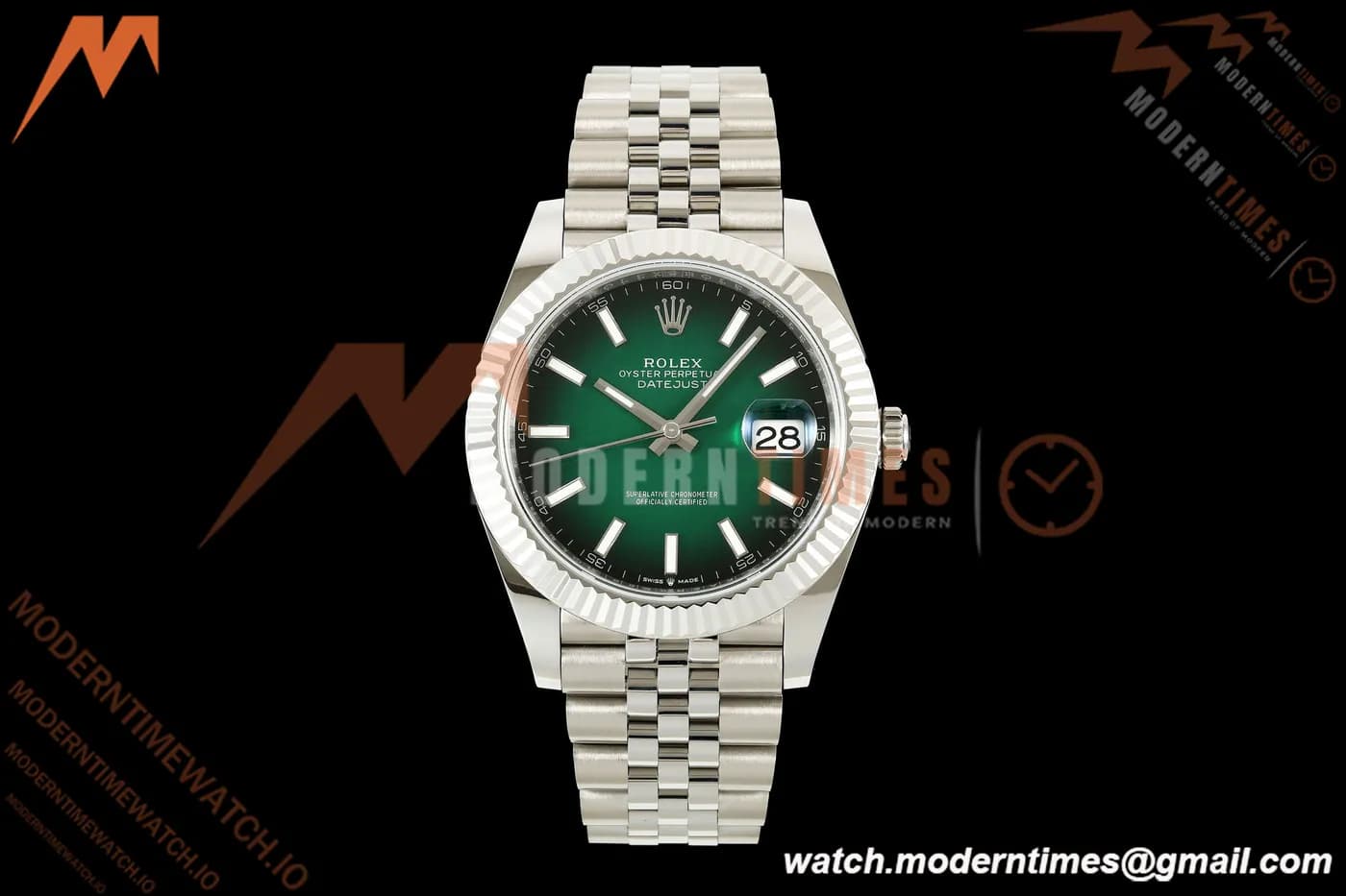 Rolex - Datejust 126334 41mm Jub Flt 904L SS/SS Ombre Green/Stk EWEF DD3235