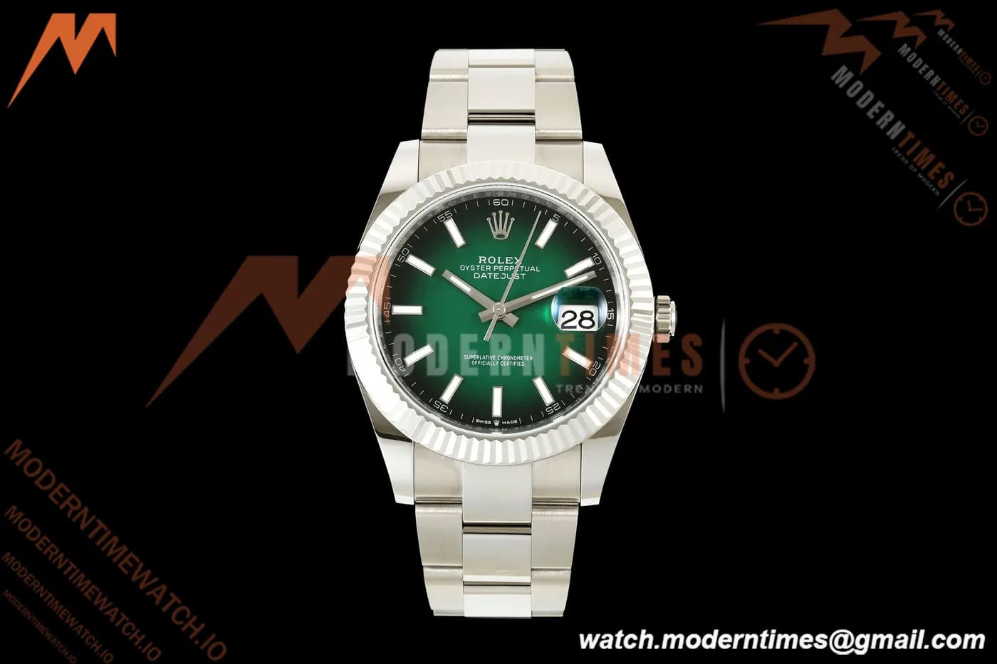 Rolex - Datejust 126334 41mm Oys Flt 904L SS/SS Ombre Green/Stk EWEF DD3235