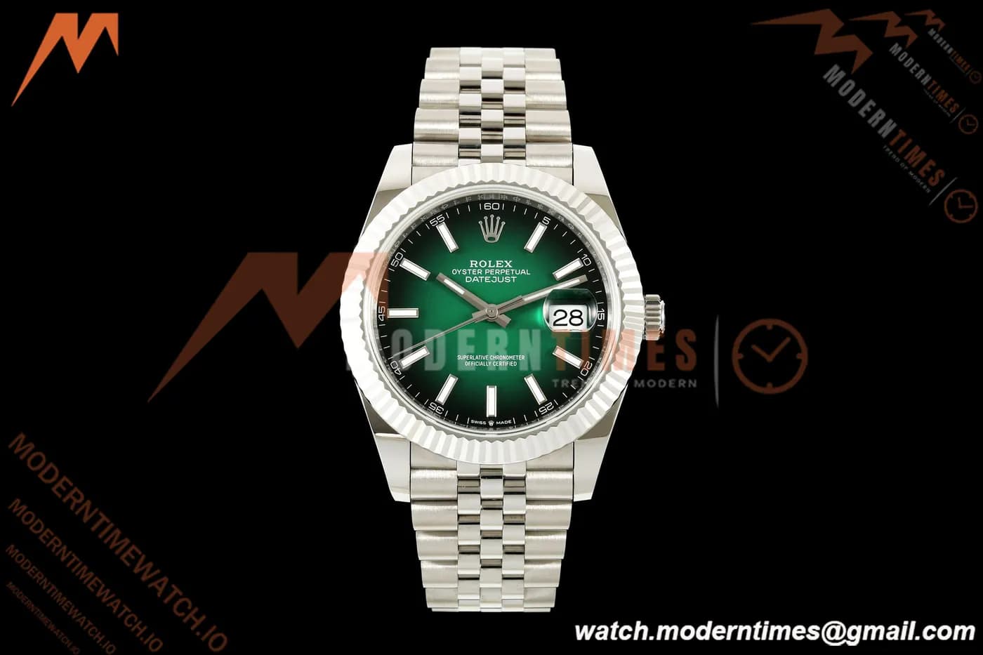 Rolex - Datejust 126334 41mm Jub Flt 904L SS/SS Ombre Green/Stk QF JH3235 Free Sprung