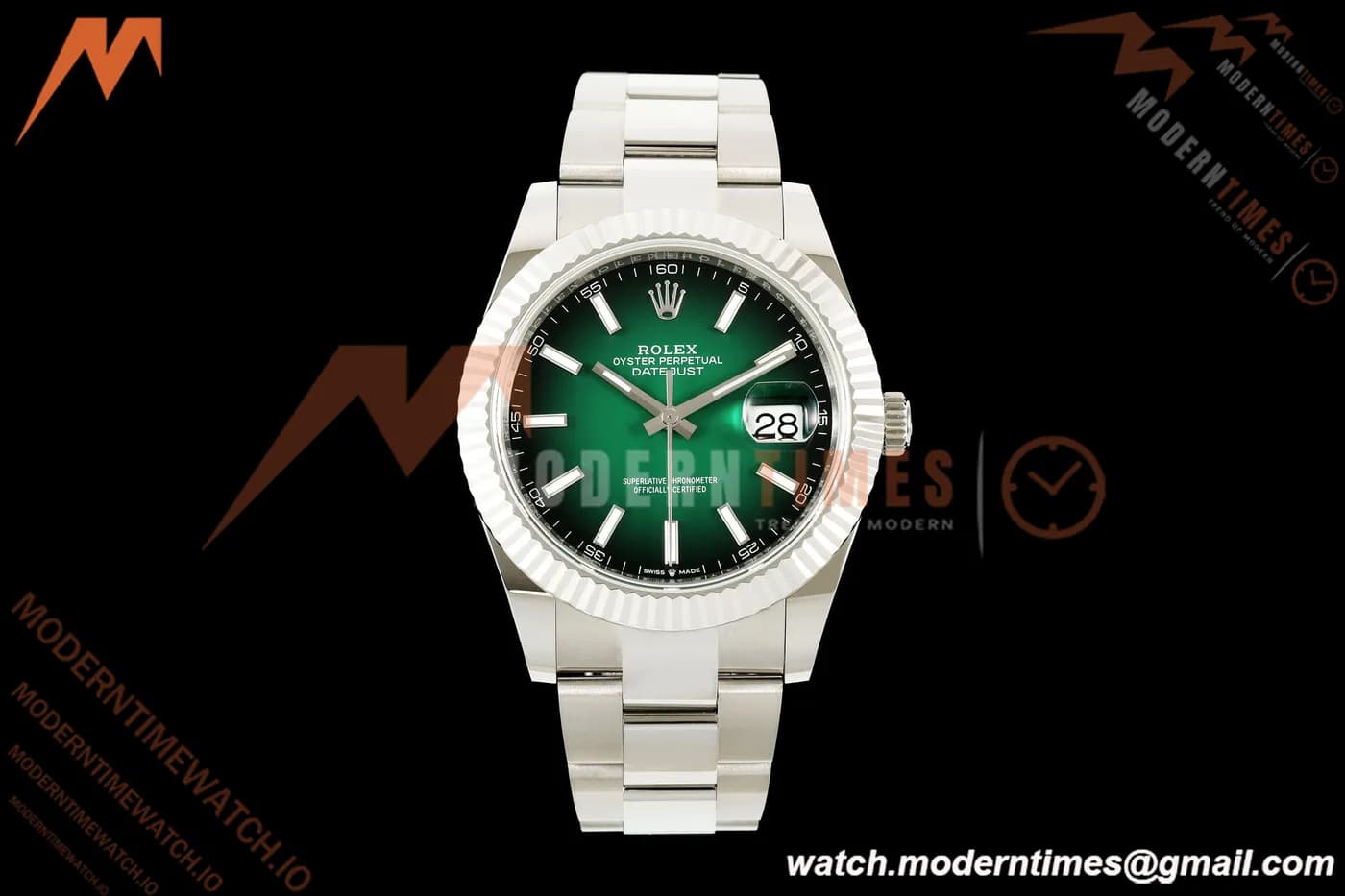 Rolex - Datejust 126334 41mm Oys Flt 904L SS/SS Ombre Green/Stk QF JH3235 Free Sprung