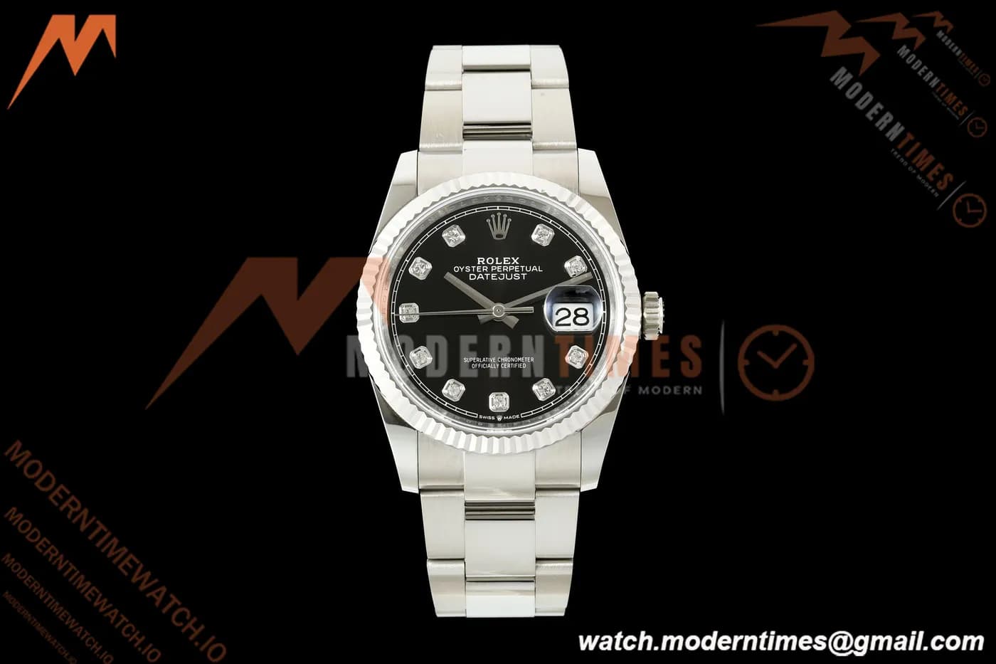 Rolex - Datejust 126234 36mm Oys Flt 904L SS/SS Black/Dia ARF DD3235