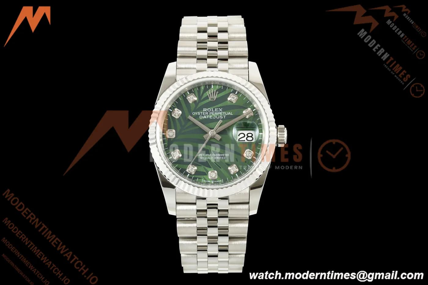 Rolex - Datejust 126234 36mm Jub Flt 904L SS/SS Green Palm Motif/Dia ARF DD3235