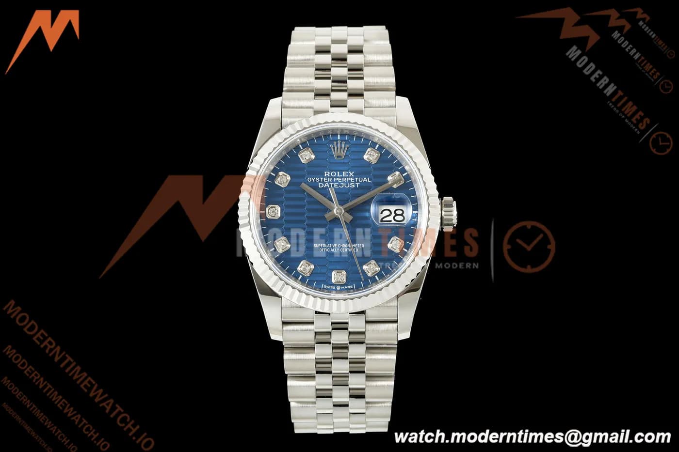 Rolex - Datejust 126234 36mm Jub Flt 904L SS/SS Blue Fluted Motif/Dia ARF DD3235