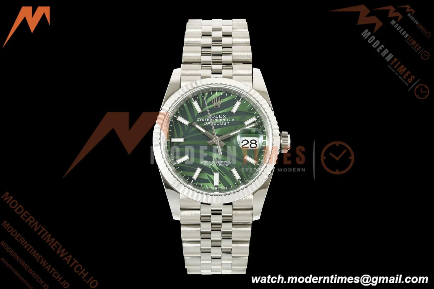 Rolex - Datejust 126234 36mm Jub Flt 904L SS/SS Green Palm Motif/Stk ARF DD3235