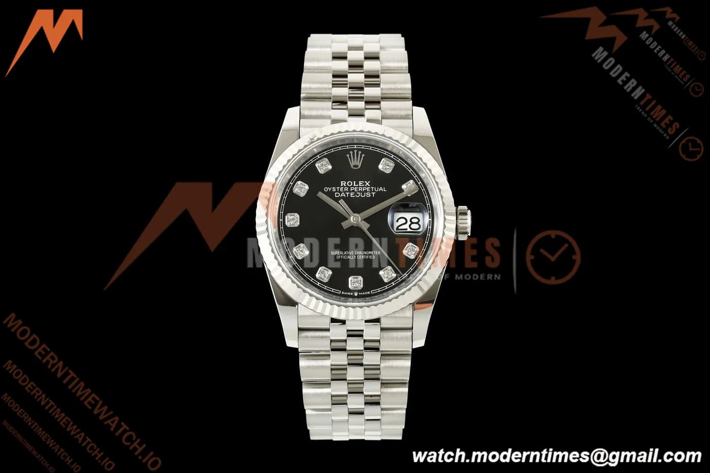 Rolex - Datejust 126234 36mm Jub Flt 904L SS/SS Black/Dia ARF DD3235
