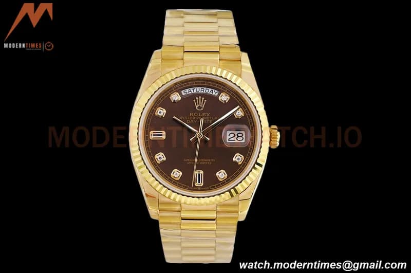 Rolex - DayDate 36mm 128238 Flt Pres YG/YG Brn/Dia EWF A2836