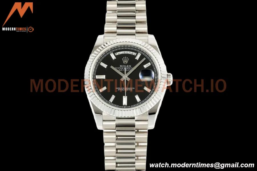 Rolex - DayDate 228239 Gain Weight 40mm Flt Pres SS/SS Blk/Stk KF VR3255