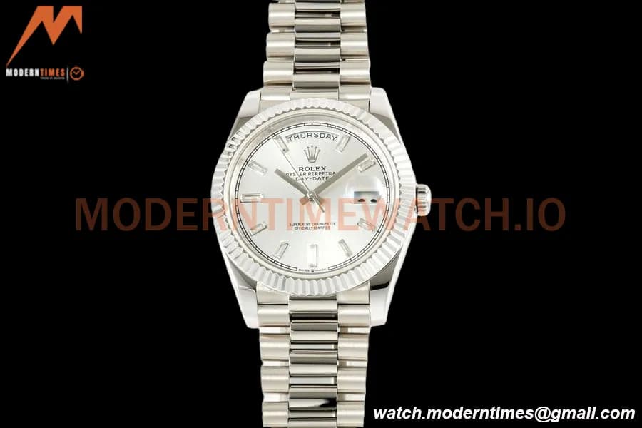 Rolex - DayDate 228239 Gain Weight 40mm Flt Pres SS/SS Silv/Dia KF VR3255