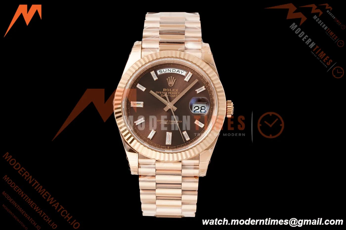 Rolex - DayDate 228235 40mm Gain Weight Flt Pres RG/RG Brn/Dia VSF V2 VS3255