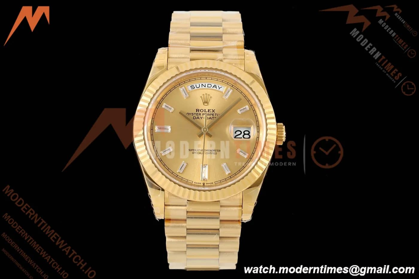 Rolex - DayDate 228238 Gain Weight 40mm Flt Pres YG/YG Gold/Dia VSF V2 VS3255
