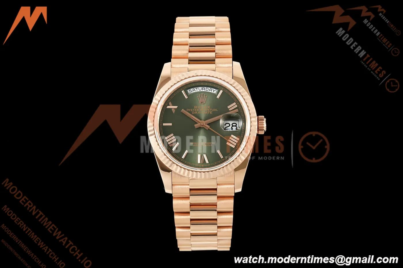 Rolex - DayDate 228235 36mm Flt Pres RG/RG Green/Rmn QF V3 A2836