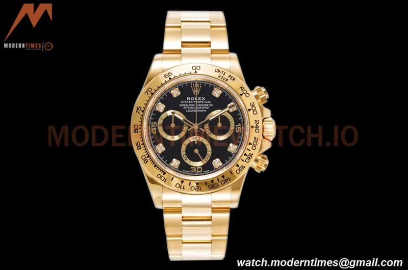 Rolex - Daytona 116508 40mm 904L YG/YG Blk/Gold/Diam King SH4130
