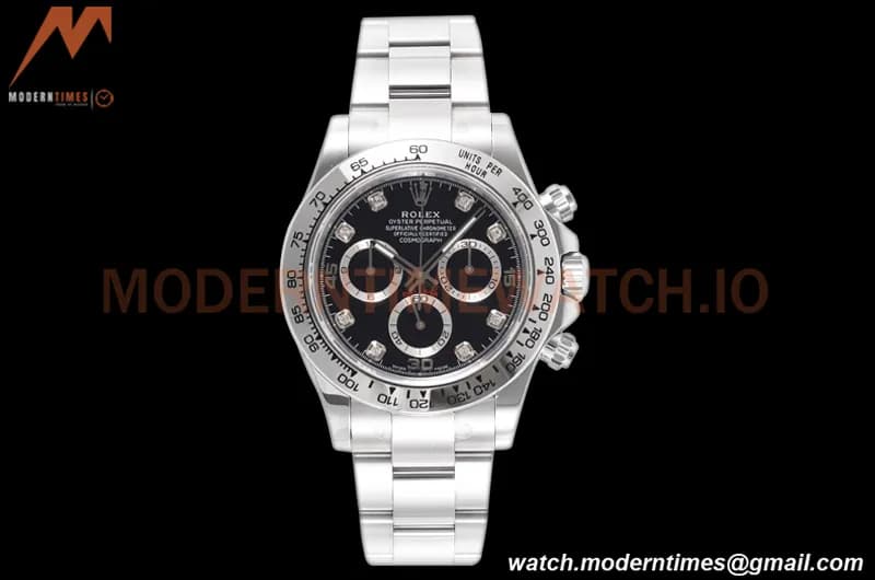 Rolex - Daytona 116509 40mm 904L SS/SS Blk/Diam King SH4130