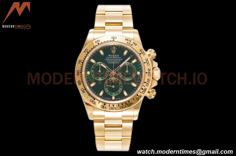Rolex - Daytona 116508 40mm 904L YG/YG Grn/Stk King SH4130